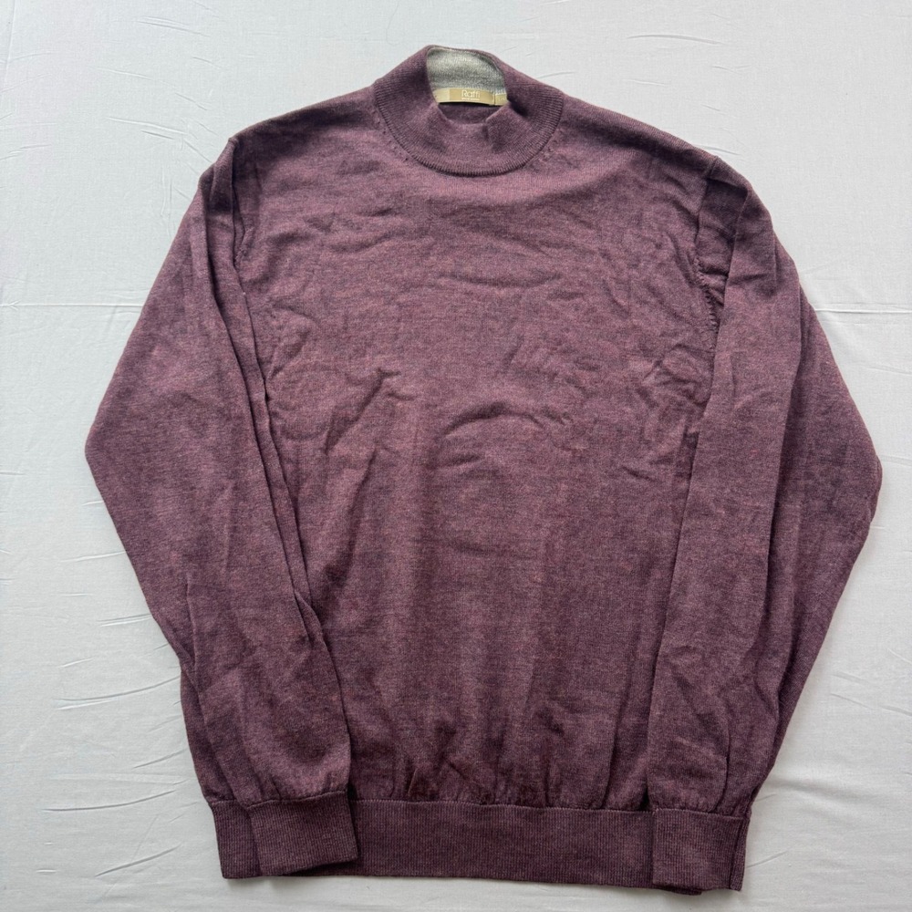 Raffi Linea Uomo Mens L Mock Neck Sweater Heathered Purple Plum Knit‎ Pullover